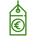 Icono de etiqueta de precio con símbolo de euro, representando los costos de salvaescaleras en Málaga.